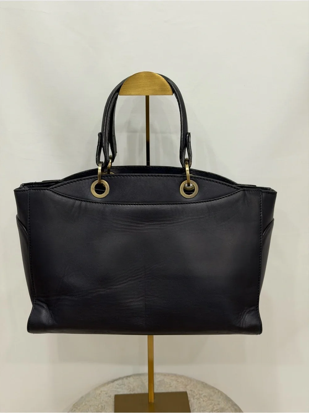 Michael Teperson Toaster Black Leather Top Handle Bag Made Italy